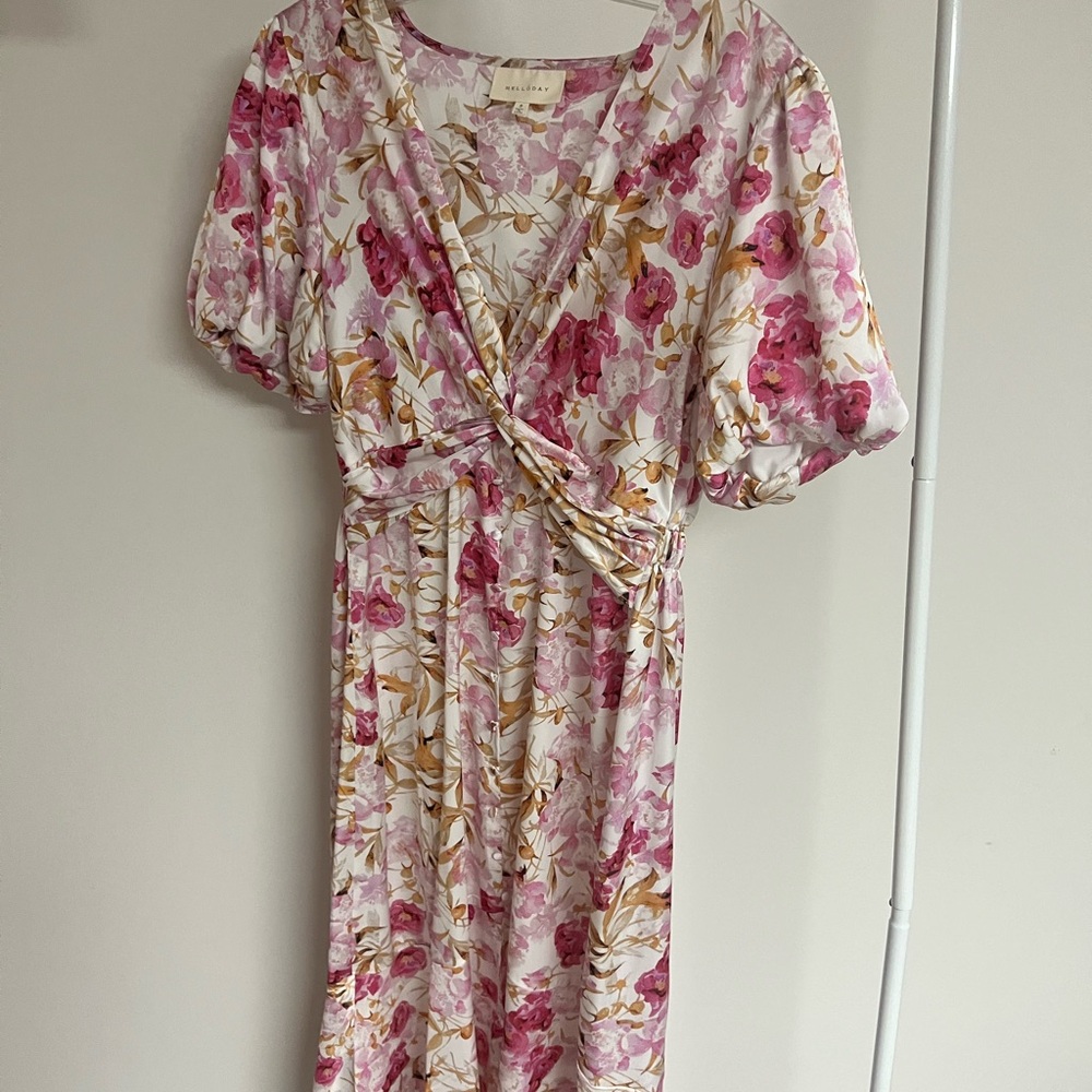 Floral Pink Wrap Dress